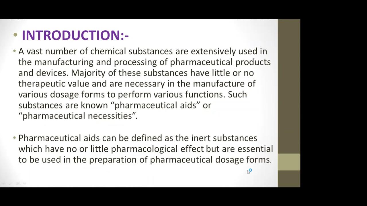 chapter 3 pharmaceutical Aids (introduction ) YouTube