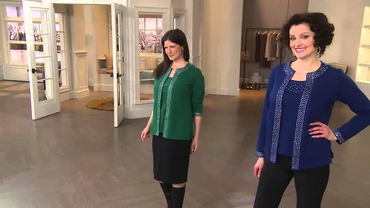 Quacker Factory Jewel Neck Embellished Duet Top with Sharon Faetsch