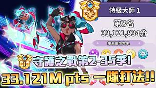 ⚡薑餅人王國 | 守護之戰第2-35季✨33.121M pts🏆無限難度😈超速推初步打法配置分享⚔️Cookie Alliance Season 2-35 | Cookie Run: Kingdom