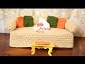 كروشية جراب علبة مناديل على شكل كنبة |خيط وإبرة |crochet couch tissue box cover