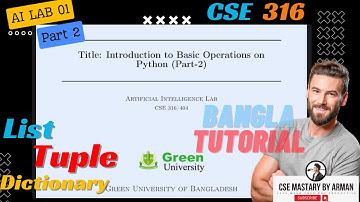 Introduction to Basic Operation on Python (Part-2): AI Lab CSE 316 | Lab Manual 1 | Bangla Tutorial🔥