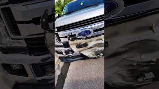 NEW FORD SUPER DUTY Smashed a little car! auto body repair #shorts #short