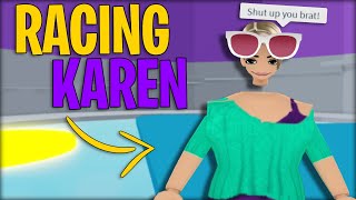 RACING A KAREN IN TOWER OF HELL (SHE GOT MAD) | TOWER OF HELL | ROBLOX