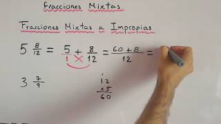 Fracciones Mixtas e lmpropias  Convertir  Equivalencia entre fracciones impropias y mixtas