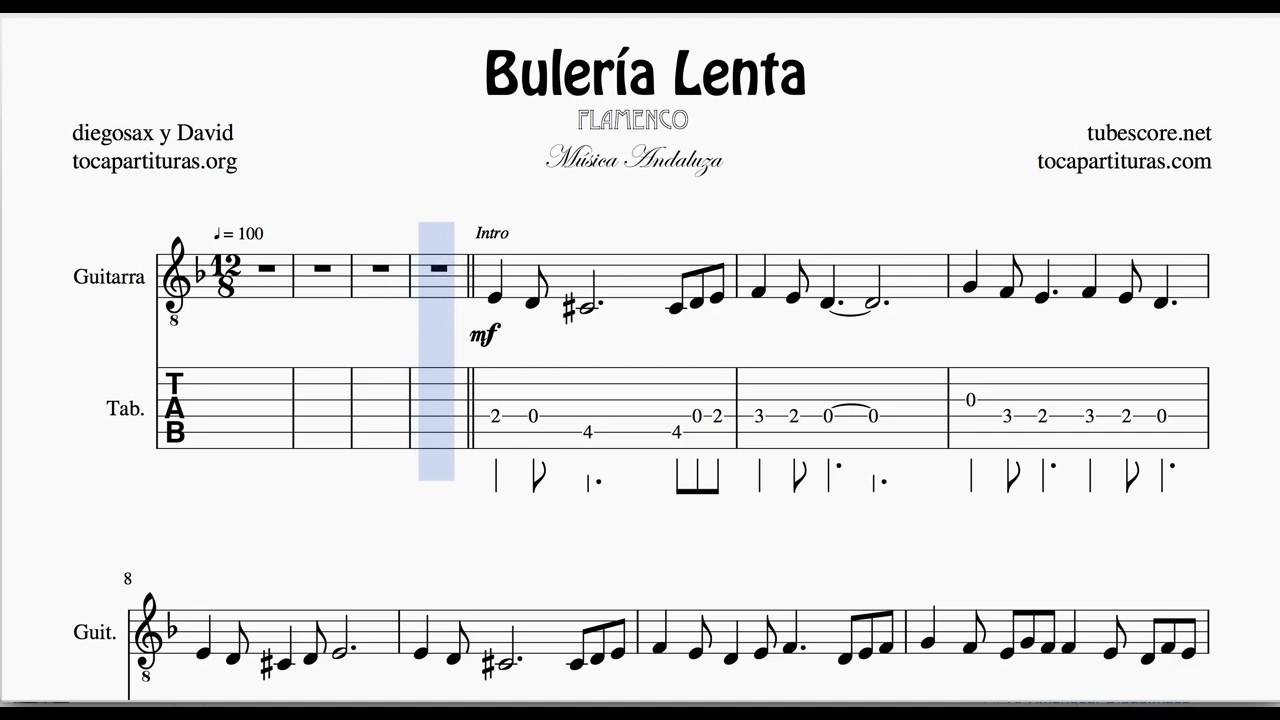 Bulería Lenta Partitura Tablatura de Guitarra Punteo Guitar - YouTube