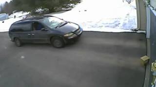 Lazy USPS Driver throws heavy box with hard drive against garage door