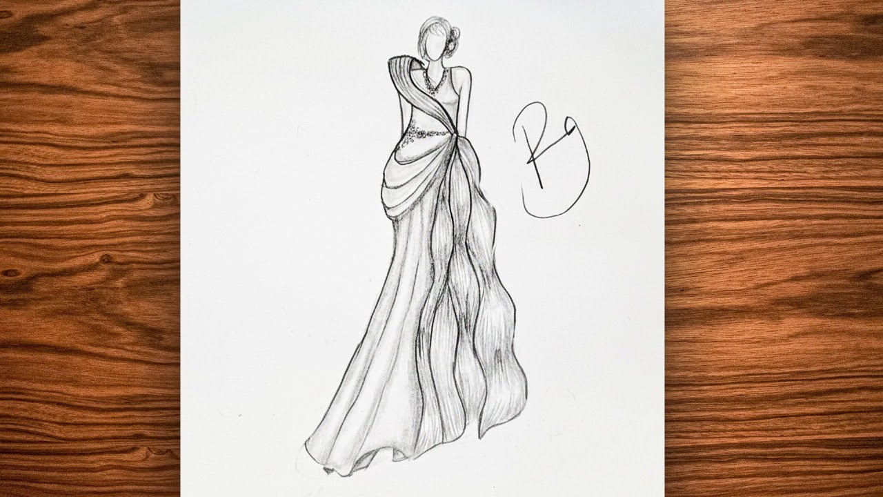 How to Draw a Stylish Girl with Beautiful Dress || Easy Pencil Sketch  Tutorial for Beginners ||