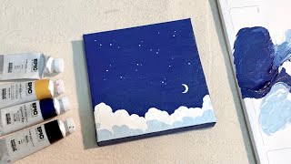 누구나 쉽게 따라 그리는! 세상에서 제일 쉬운 아크릴 풍경화🌙| Acrylic Painting on Canvas Step by Step