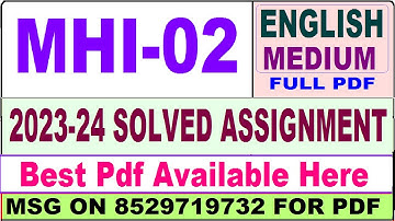mhi 02 solved assignment 2023-24 || mhi 02 solved assignment 2024 in english || ignou mhi02