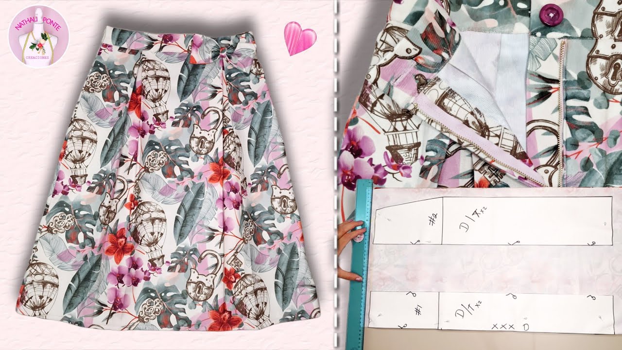 🌸#75 COMO HACER UNA FALDA CON TABLAS / patrón y #costurafacil