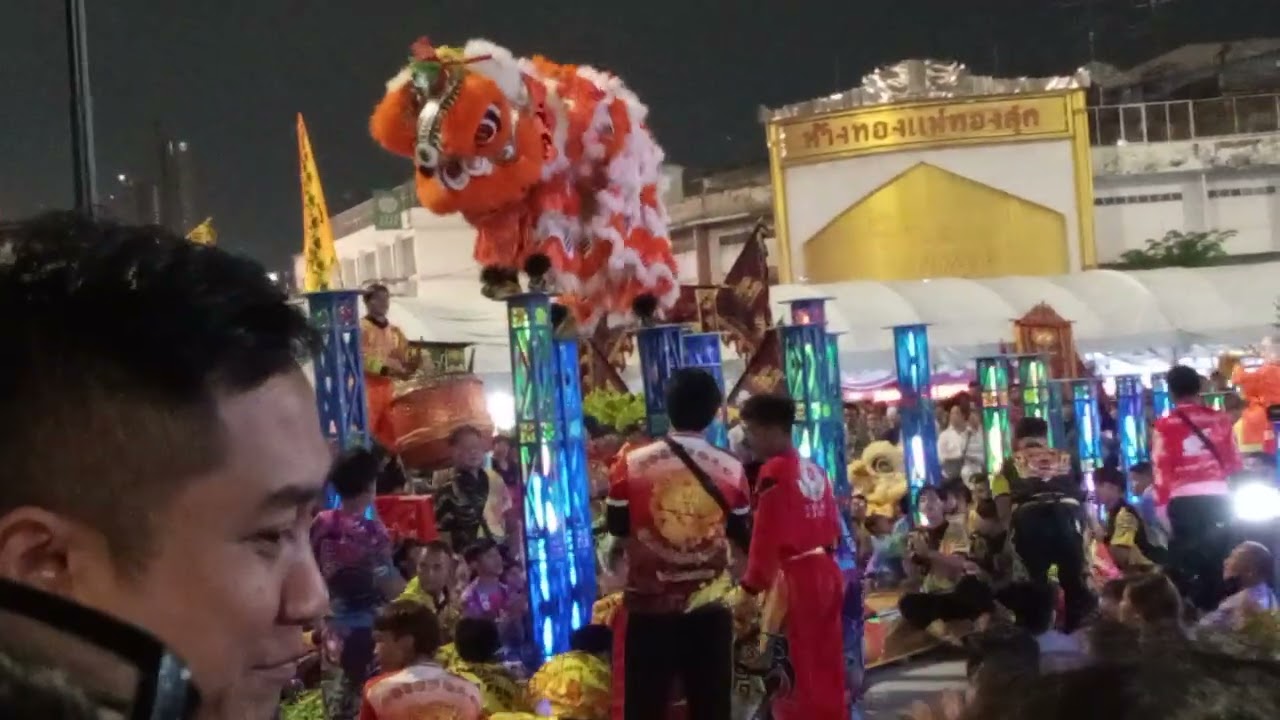 โชว์สิงโตกระโดดเสาดอกเหมย งานเทิดพระเกียรติสมเด็จพระเจ้าตากสินมหาราช คณะสิงโต ลูกหลวงพ่อโอภาสี