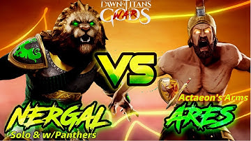Nergal Vs Ares| Solo&Panthers |%90 poison %78 melee over %500 armour 500k hp Spearmen|Dawn of Titans
