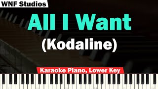 Kodaline - All I Want Karaoke Piano \u0026 Strings (LOWER KEY)