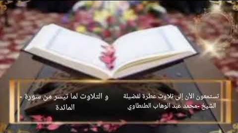 تستمعون إلى تلاوت عطرة لفضيلة الشيخ محمد عبد الوهاب الطنطاوي يتلو ما تيسر من سورة المائدة