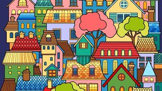 Cozy Storybook Town Digital Coloring | Bright & Fun Coloring Experience
