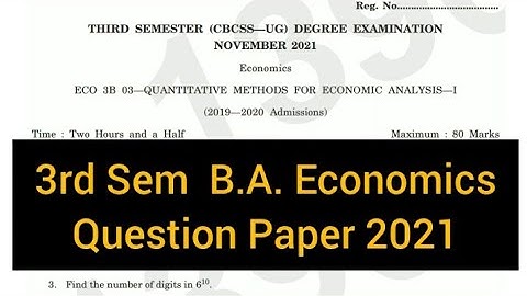 QUANTITATIVE METHODS FOR ECONOMIC ANALYSIS - 1      |     3rd Sem   B.A. Economics     2021 #calicut