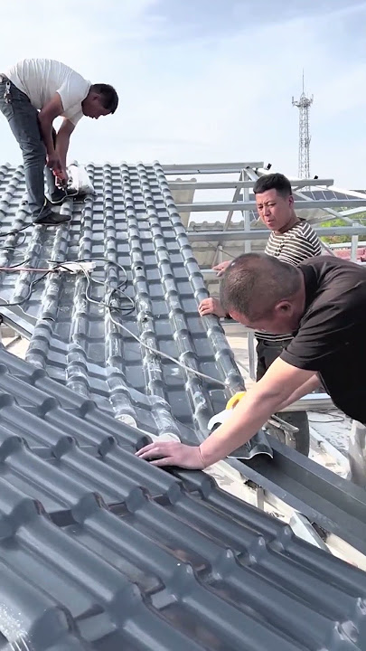 Steel structure roof installation resin tile process