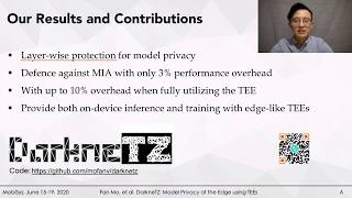 MobiSys 2020 - DarkneTZ: Towards Model Privacy on the Edge using Trusted Execution Environments