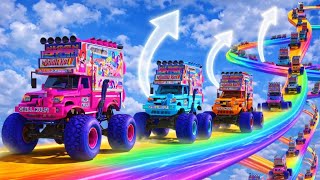 WORLD'S HIGHEST TRIED THE IMPOSSIBLE CRAZY LONG MEGA RAMP JUMP CHALLENGE TRUCKS IN GTA 5 INDIAN DJ