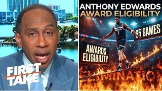 FIRST TAKE | The 65-game rule is stupid! - Stephen A. reacts to Edwards becoming the latest victim