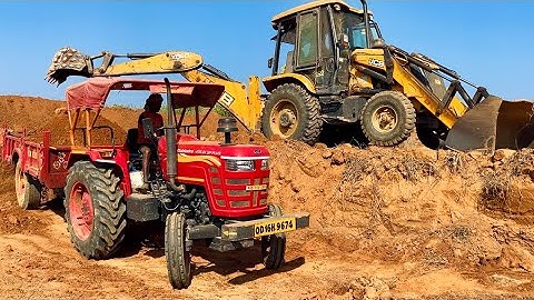 Mahindra and Eicher Tractor Fully Loaded Red Mud With Jcb 3dx Backhoe Loader Machine | Jcb Video