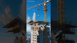 A construction material came off the crane causing the building to collapse 🚧 #construction #fail