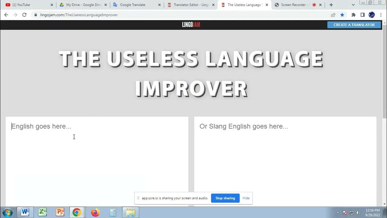 I created a translator in Lingo Jam YouTube