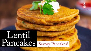 Savory Lentil Pancakes   Eggless, Vegan Pancakes