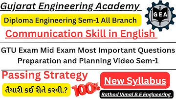 📘Diploma Sem-1 🔥 Communication Skill in English | GTU Mid Exam IMP Questions ✅ Passing Strategy🎯#gtu