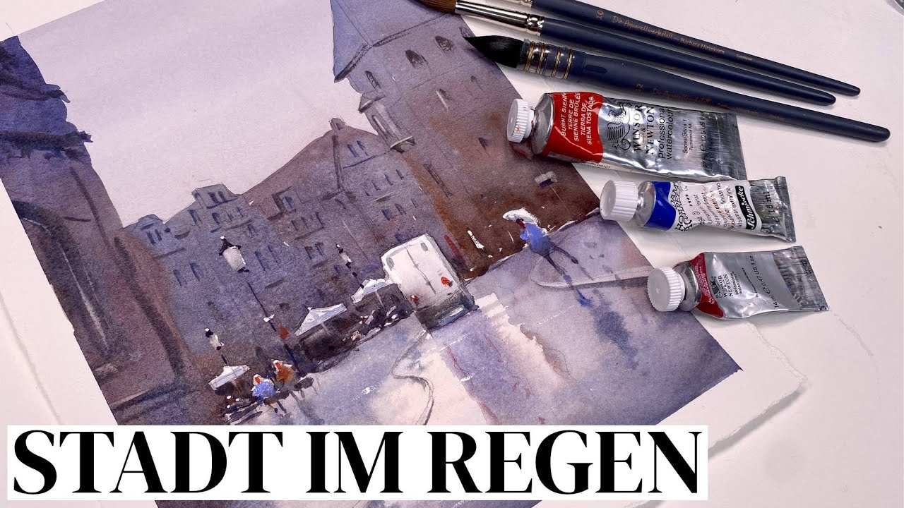 Atmosphärisches Aquarell mit nur drei Farben!