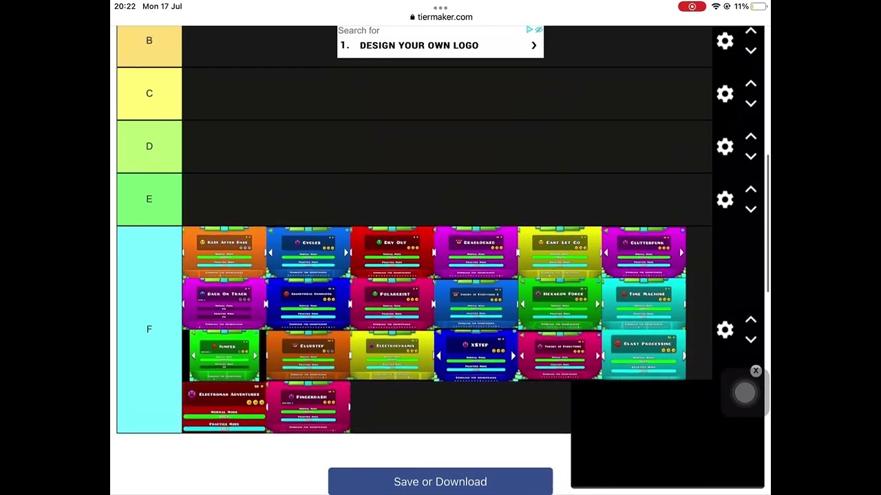Tier list of geometry dash levels