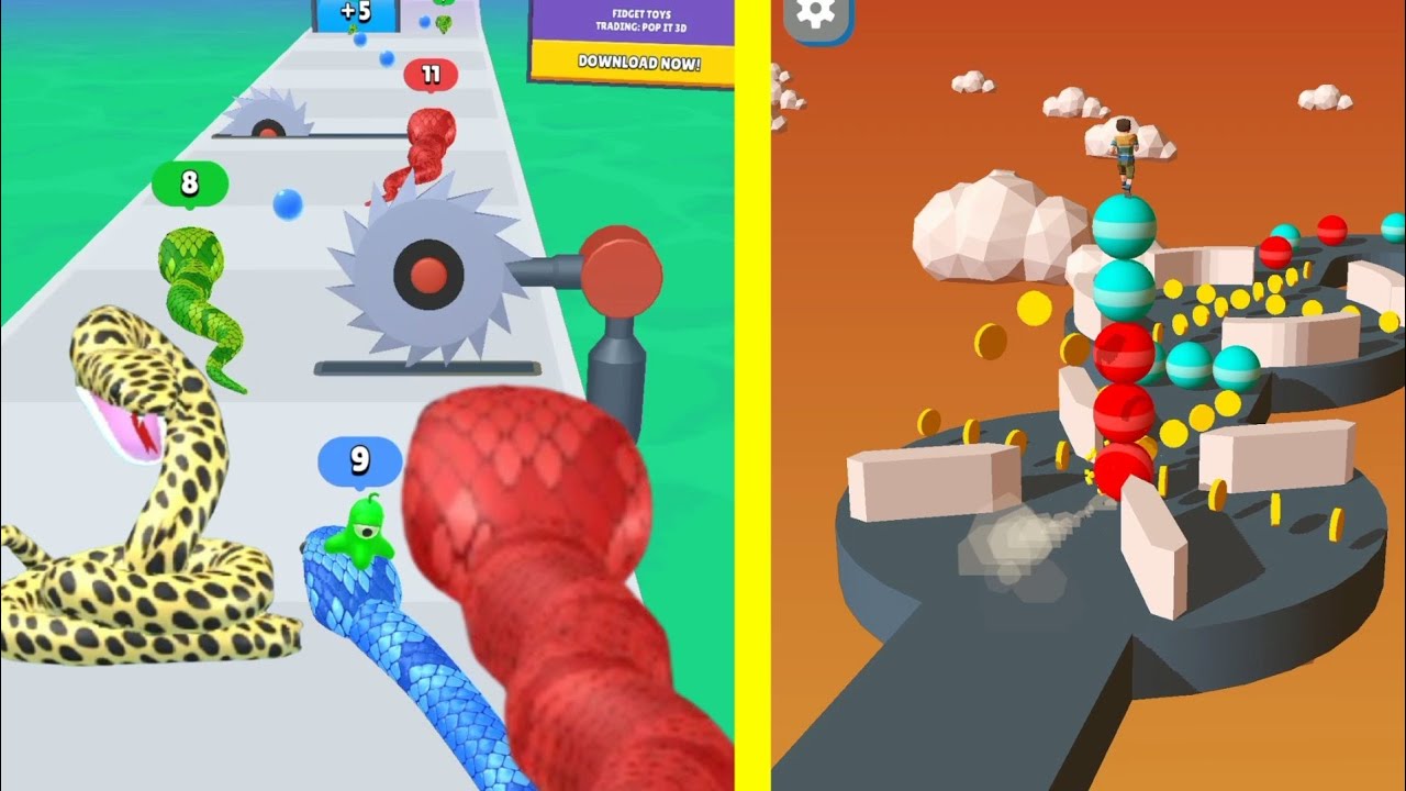 Stack Rider 3D game 🆚 Snake run race gameplay all level - YouTube