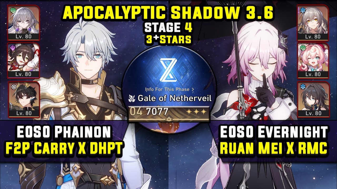E0 Phainon F2P Carry с DHPT и E0 Evernight Carry (3 звезды) Apocalyptic Shadow 4 Honkai Star Rail...