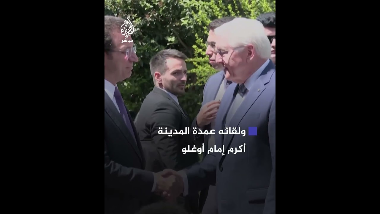 متظاهرون أتراك يهتفون ضد الرئيس الألماني خلال وجوده في إسطنبول