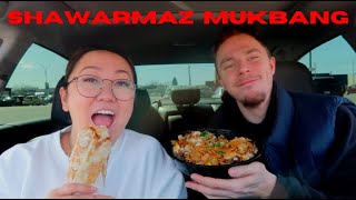 Shawarmaz Bomb Sandwich &amp; Garlic Potatoes Poutine Mukbang! - Boyfriend Tag!