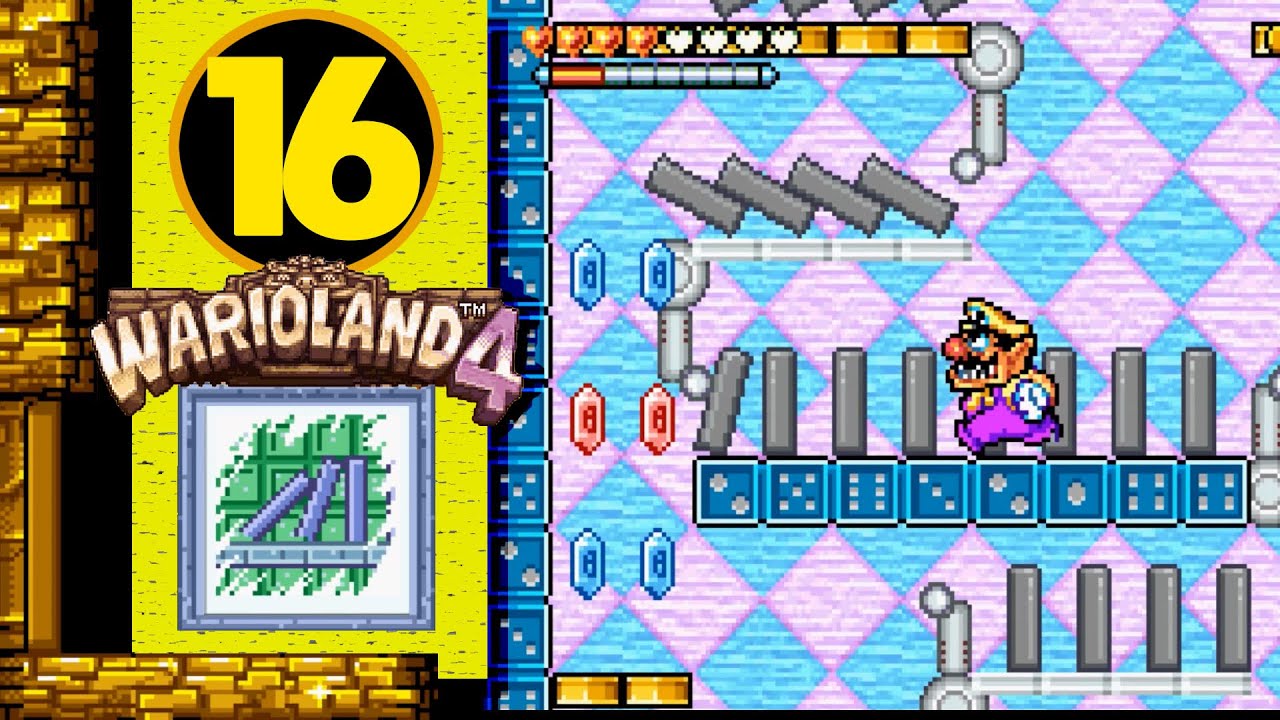 [GBA] WARIO LAND 4 part 16 TOPAZ Passage Domino Row 🤫 First