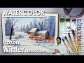 Frozen Winter Landscape Watercolor Painting | step by step coloring | Supriyo