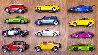 Diecast Cars Collection Review from the Floor - Bugatti Police, Lamba, Jeep Wrangler,