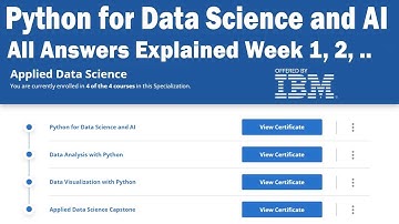 Python for Data Science and AI Answers | Coursera Applied Data Science by IBM Week 1 Week 2