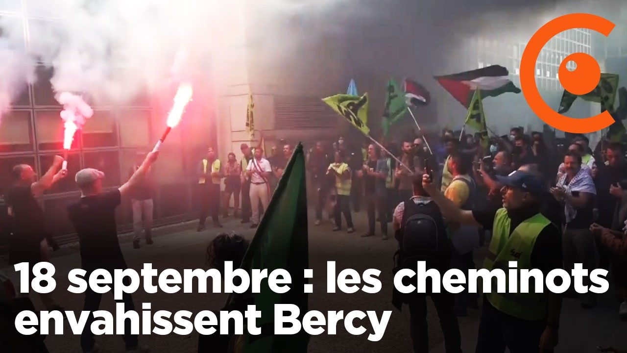 Les cheminots envahissent le Ministère de l'Economie à Bercy - Manifestation du 18 Septembre