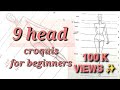 How to draw 9 head croquis for beginners  step by step  fashion figure  illustration tutorial 