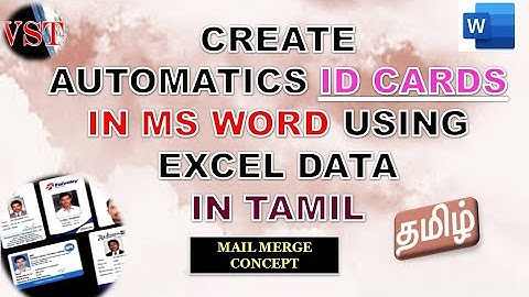 Create Automatic ID Cards in MS Word using MS Excel Data in Tamil | Mail Merge
