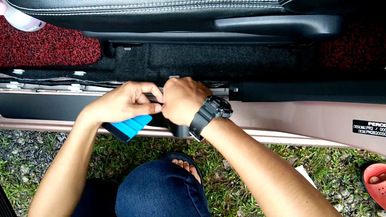 How to Install Doorstep Sticker PERODUA AXIA / BEZZA - YouTube