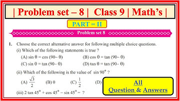 Problem set 8 class 9 maths part 2 | Chapter 8  Trigonometry | Maharashtra state board #class9