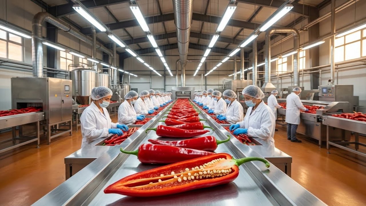 Inside a Modern Chili Plant: From Fresh Peppers to Hot Chili Sauce | Full Process