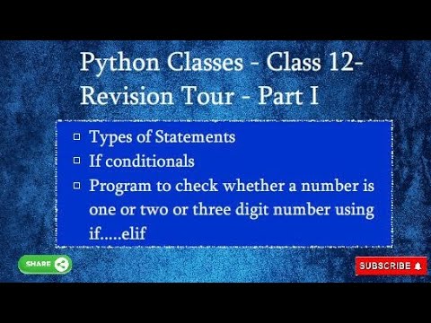 Python Class || Types of Statements || If statements || Revision Tour ...