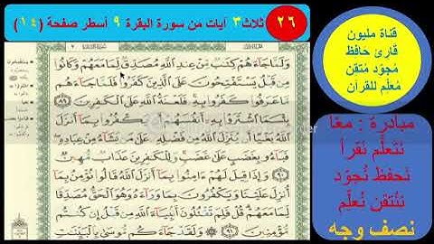 (26) نص وجه صفحة 14 سورة البقرة. مبادرة مليون قارئ حافظ مجود معلم للقرآن