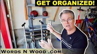 Scrap wood Garage ⚽🏀 Sports and Toy Organizer 🛹🏸 ⚾ // PLANS available!