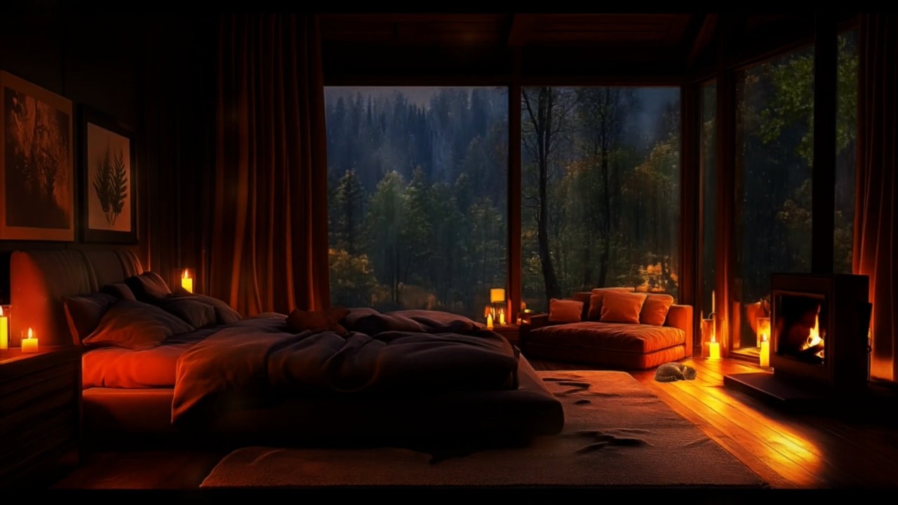 🔥Cozy Cabin Rain & Fireplace | Relax, Sleep & Study🌧️