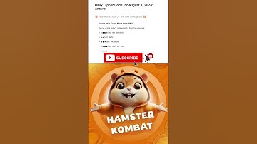 Hamster Kombat Daily Cipher Code, August 1 : Unlock 1 Million Coins Today